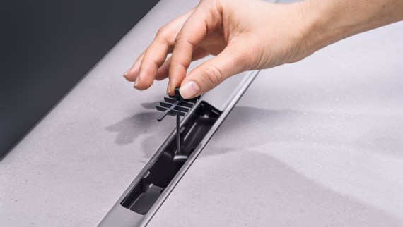 Hårsil i Geberit CleanLine50 slukrenne Hårsil i Geberit CleanLine50 slukrenne