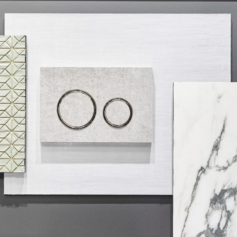 Sigma21 betjeningsplate i betongutseende med forkrommet designringer Sigma21 betjeningsplate i betongutseende med forkrommet designringer