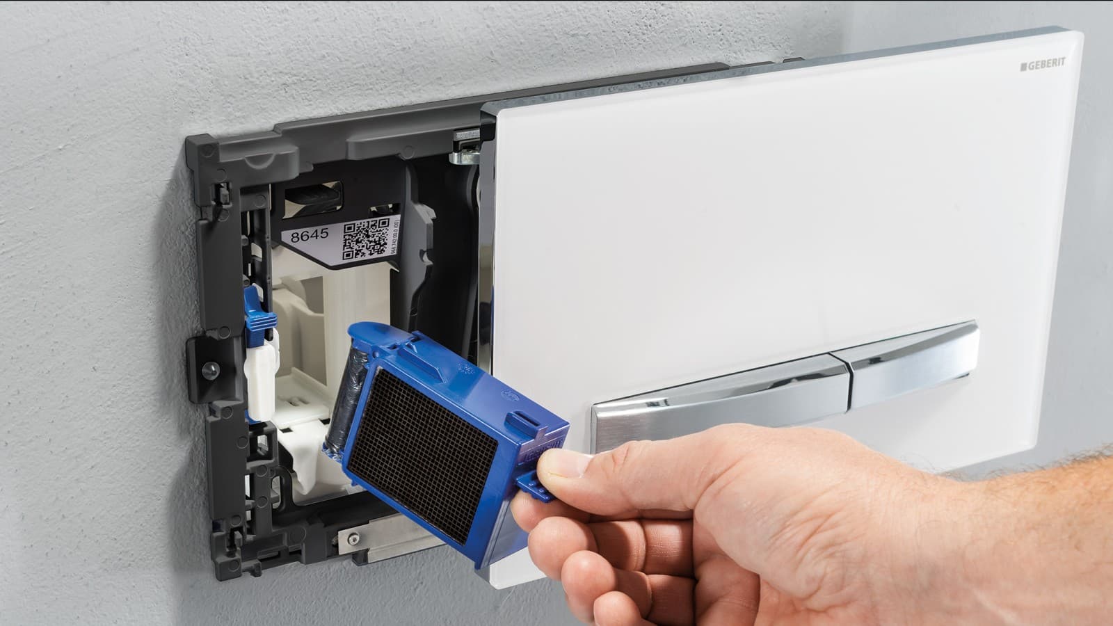 Geberit DuoFresh mit Sigma 50 Betätigungsplatte und Keramikwabenfilter Geberit DuoFresh mit Sigma 50 Betätigungsplatte und Keramikwabenfilter