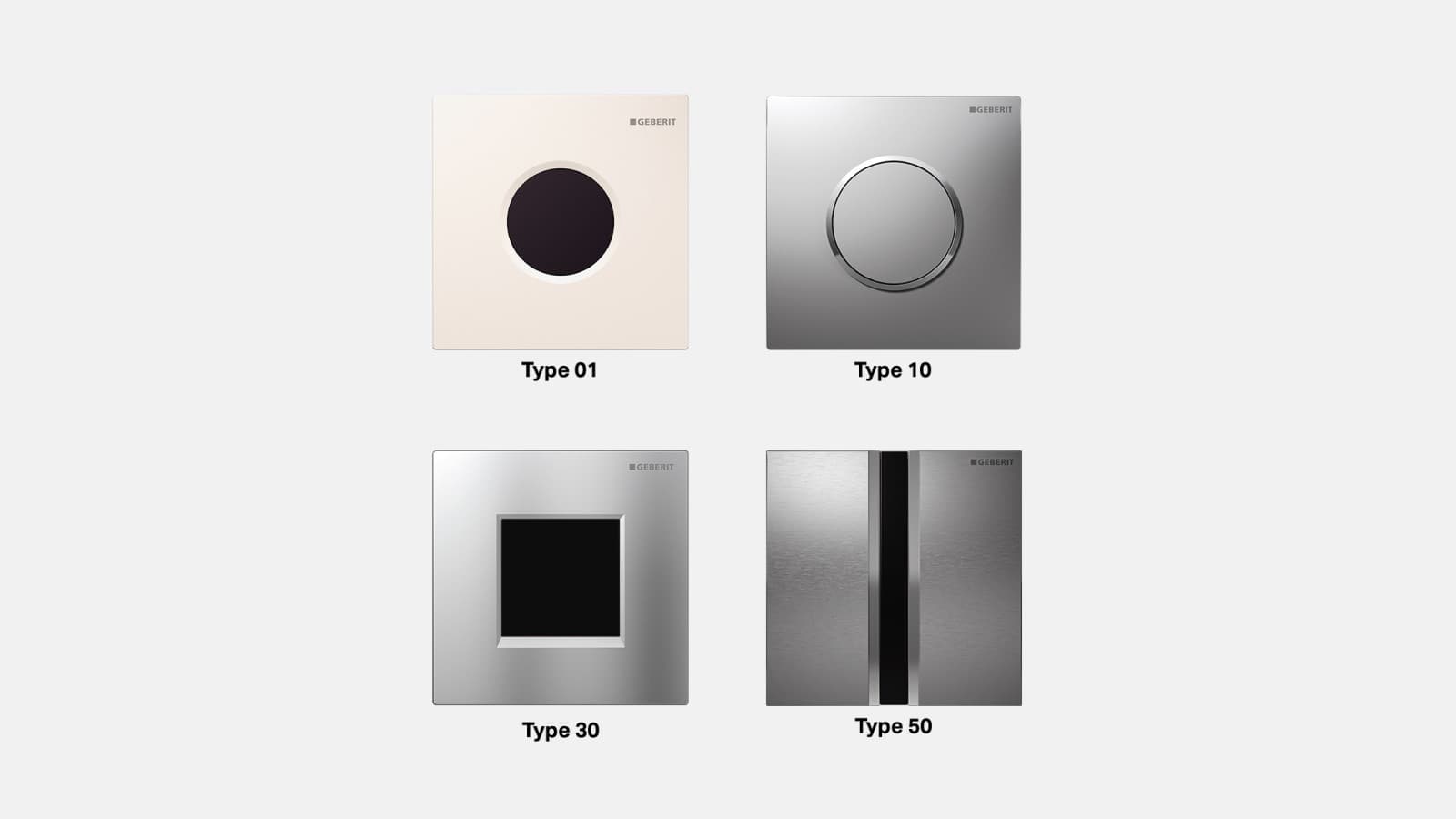 Infrarøde og mekaniske Geberit betjeningsplater for urinaler Infrarøde og mekaniske Geberit betjeningsplater for urinaler