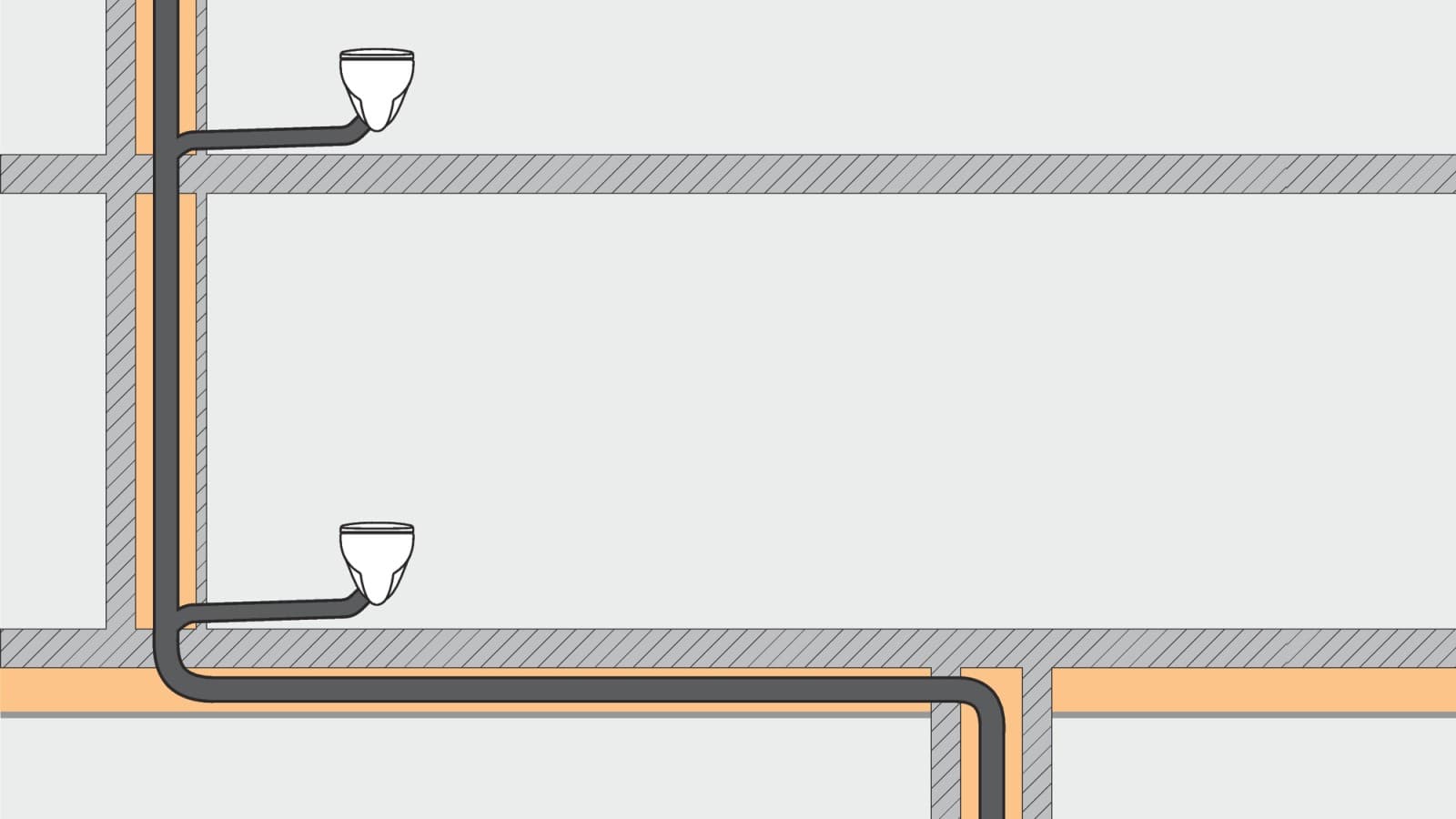 Avløpssystemer med Geberit SuperTube trenger mindre plass og gir større frihet ved planlegging. Avløpssystemer med Geberit SuperTube trenger mindre plass og gir større frihet ved planlegging.