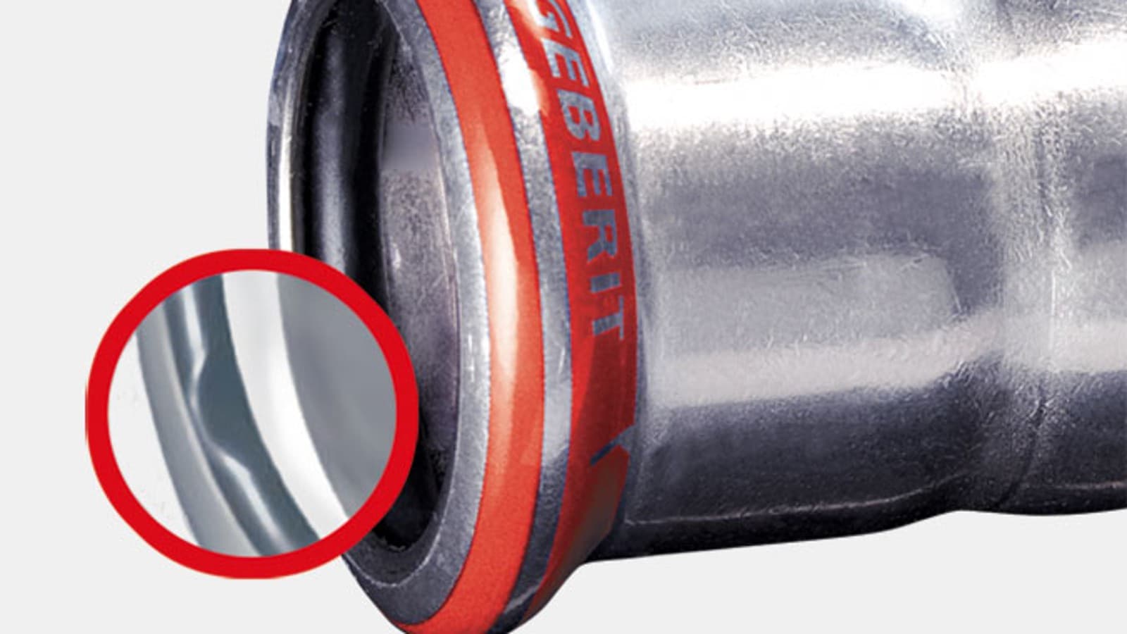 Geberit Mapress El-Forsinket Stål fitting med rød pressindikator og svart O-ring Geberit Mapress El-Forsinket Stål fitting med rød pressindikator og svart O-ring