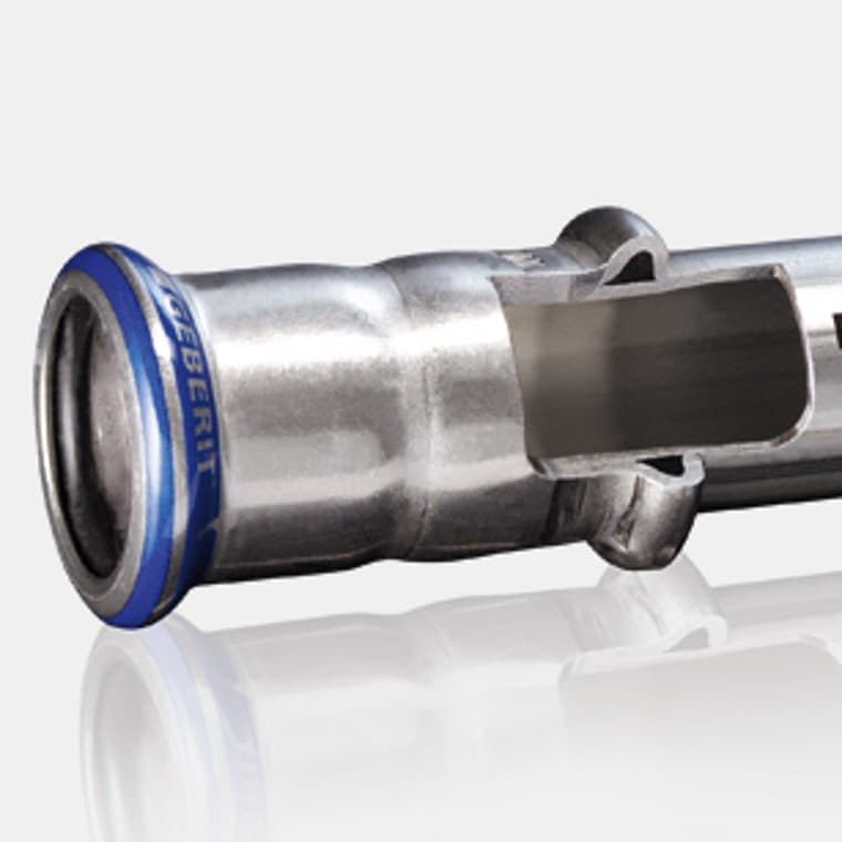 Tverrsnitt Geberit Mapress Syrefast Stål systemrør og muffe Tverrsnitt Geberit Mapress Syrefast Stål systemrør og muffe