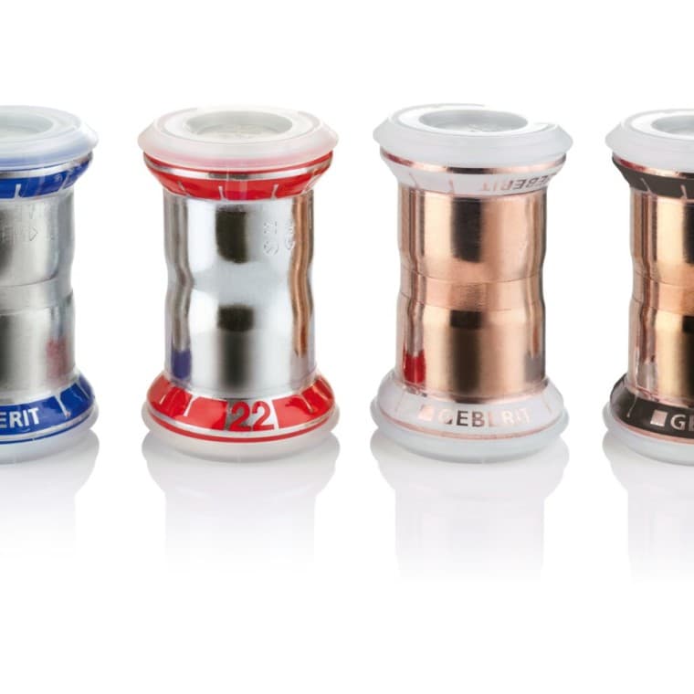 Geberit Mapress fittinger i ulike materialer med beskyttelsesdeksel Geberit Mapress fittinger i ulike materialer med beskyttelsesdeksel